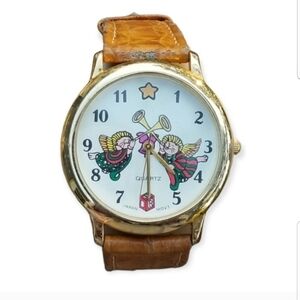 MILAN VINTAGE 1980s CHRISTMAS ANGELS WITH TRUMPETS LADIES WATCH